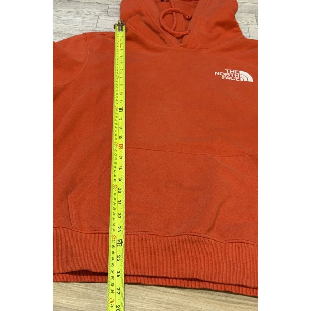 The North Face Mens Red Orange Box Logo Never Stop Exploring Hoodie MEDIUM